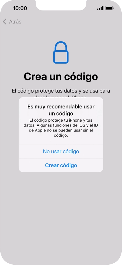 Si desactivas la función, pulsa No usar código. Si desactivas la función, pulsa No usar código.