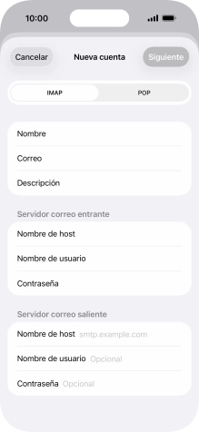 Pulsa Nombre de host e introduce smtp.vodafone.es. Pulsa Nombre de host e introduce smtp.vodafone.es.