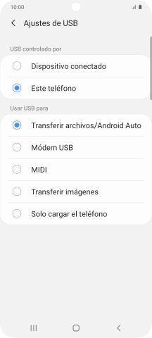 Pulsa Transferir archivos / Android Auto. Pulsa Transferir archivos / Android Auto.