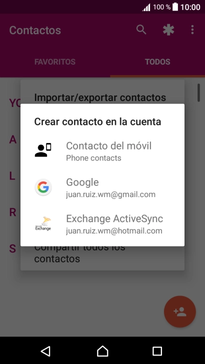 Pulsa Contacto del móvil. Pulsa Contacto del móvil.