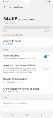 El consumo total de datos se visualiza ahora en la pantalla. El consumo total de datos se visualiza ahora en la pantalla.