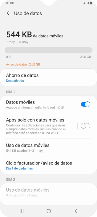 El consumo total de datos se visualiza ahora en la pantalla. El consumo total de datos se visualiza ahora en la pantalla.