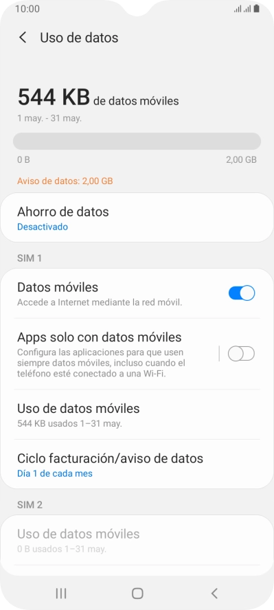El consumo total de datos se visualiza ahora en la pantalla. El consumo total de datos se visualiza ahora en la pantalla.