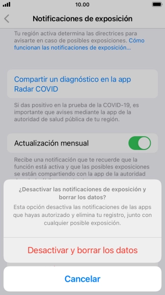 Pulsa Desactivar y borrar los datos. Pulsa Desactivar y borrar los datos.