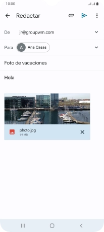 Pulsa el icono de envío cuando termines de escribir el correo electrónico. Pulsa el icono de envío cuando termines de escribir el correo electrónico.