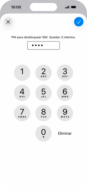Introduce el código PIN y pulsa el icono de aceptar. Introduce el código PIN y pulsa el icono de aceptar.