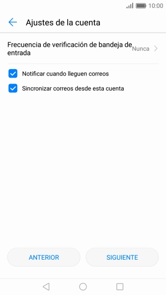 Pulsa Frecuencia de verificación de bandeja de entrada.