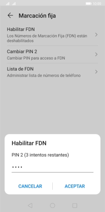 Introduce el código PIN2 y pulsa ACEPTAR. Introduce el código PIN2 y pulsa ACEPTAR.