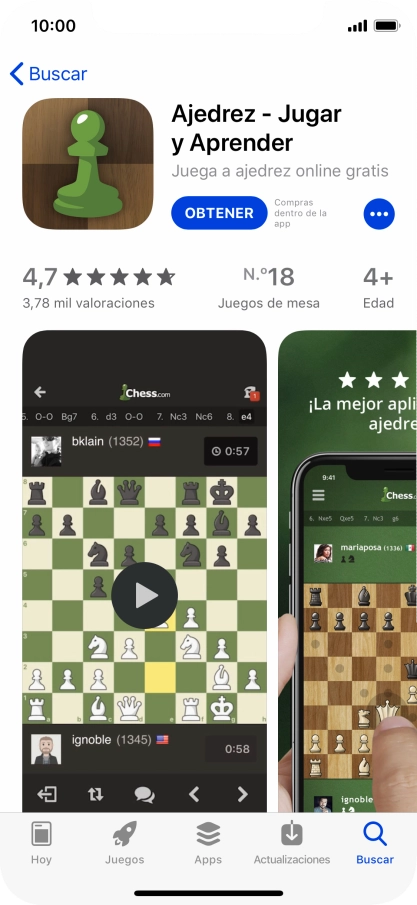 Pulsa OBTENER y sigue las indicaciones de la pantalla para instalar la app. Pulsa OBTENER y sigue las indicaciones de la pantalla para instalar la app.