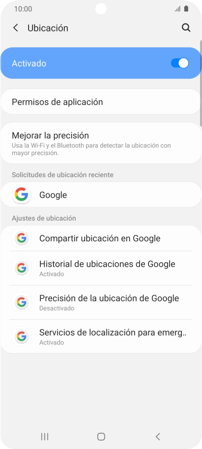 Pulsa Permisos de aplicación. Pulsa Permisos de aplicación.