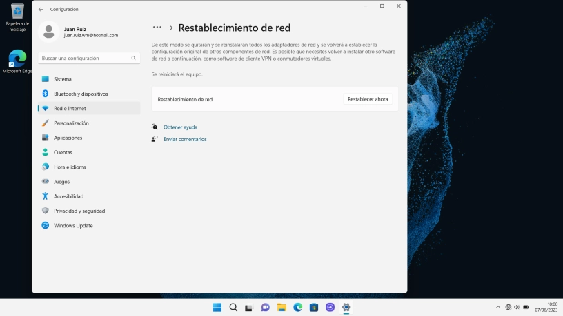 Haz clic en Restablecer ahora. Haz clic en Restablecer ahora.
