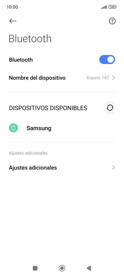 Pulsa el dispositivo Bluetooth deseado y sigue las indicaciones de la pantalla para vincular el dispositivo al teléfono. Pulsa el dispositivo Bluetooth deseado y sigue las indicaciones de la pantalla para vincular el dispositivo al teléfono.