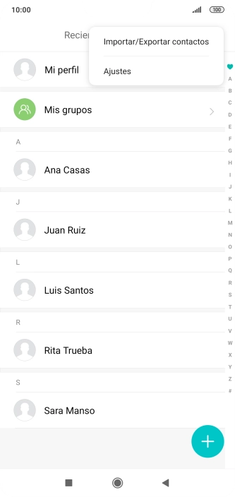 Pulsa Importar/Exportar contactos. Pulsa Importar/Exportar contactos.