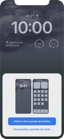 Si deseas utilizar el mismo tema de color en la pantalla de inicio, pulsa Definir como pareja de fondos. Si deseas utilizar el mismo tema de color en la pantalla de inicio, pulsa Definir como pareja de fondos.