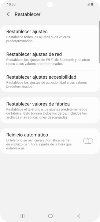 Pulsa Restablecer valores de fábrica. Pulsa Restablecer valores de fábrica.