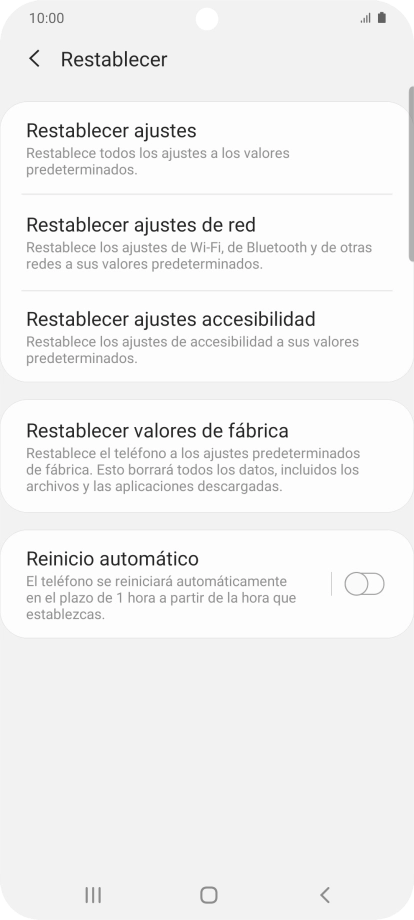 Pulsa Restablecer valores de fábrica. Pulsa Restablecer valores de fábrica.