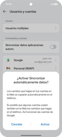 Si activas la función, pulsa Activar. Si activas la función, pulsa Activar.