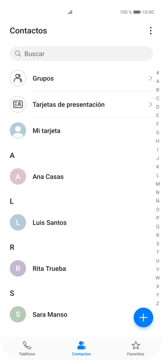 Pulsa el icono de nuevo contacto. Pulsa el icono de nuevo contacto.
