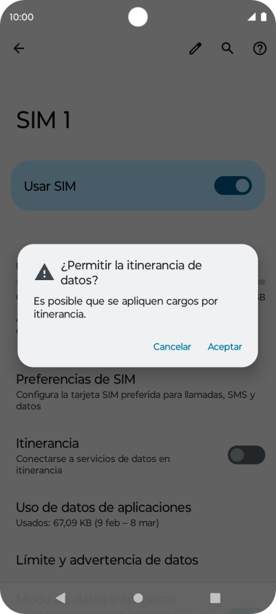 Si el roaming de datos está activado, pulsa Aceptar. Si el roaming de datos está activado, pulsa Aceptar.