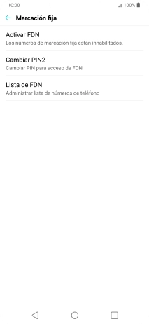 Pulsa Activar FDN para activar la marcación fija. Pulsa Activar FDN para activar la marcación fija.