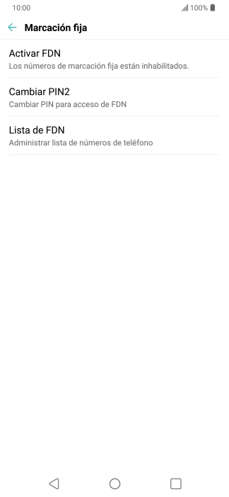 Pulsa Activar FDN para activar la marcación fija. Pulsa Activar FDN para activar la marcación fija.