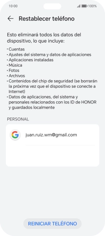 Pulsa REINICIAR TELÉFONO. Pulsa REINICIAR TELÉFONO.