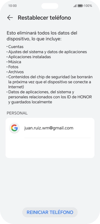 Pulsa REINICIAR TELÉFONO. Pulsa REINICIAR TELÉFONO.