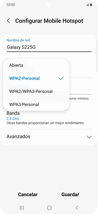 Pulsa WPA3-Personal para proteger la conexión wifi con una contraseña. Pulsa WPA3-Personal para proteger la conexión wifi con una contraseña.