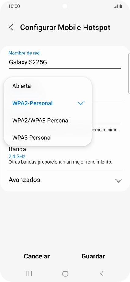 Pulsa WPA3-Personal para proteger la conexión wifi con una contraseña. Pulsa WPA3-Personal para proteger la conexión wifi con una contraseña.