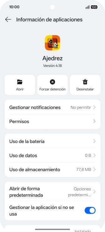 Pulsa Uso de almacenamiento.