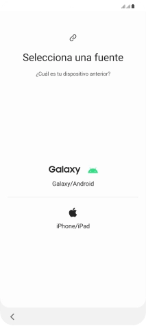 Pulsa el ajuste deseado y sigue las instrucciones de la pantalla para transferir el contenido del otro teléfono. Pulsa el ajuste deseado y sigue las instrucciones de la pantalla para transferir el contenido del otro teléfono.