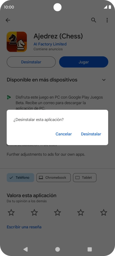 Pulsa Desinstalar.