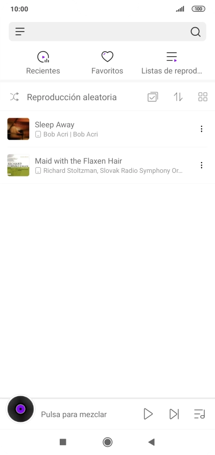 Pulsa el archivo de música deseado. Pulsa el archivo de música deseado.