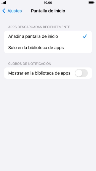Para añadir nuevas apps descargadas a la pantalla de inicio y a la biblioteca de apps, pulsa Añadir a pantalla de inicio.