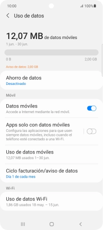El consumo total de datos se visualiza ahora en la pantalla. El consumo total de datos se visualiza ahora en la pantalla.