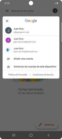 Pulsa la cuenta de correo electrónico deseada. Pulsa la cuenta de correo electrónico deseada.