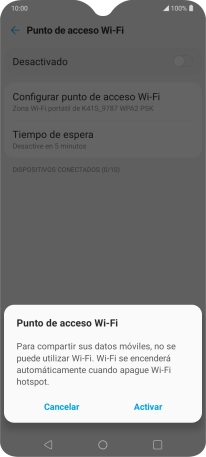 Si la función de wifi está activada, pulsa Activar. Si la función de wifi está activada, pulsa Activar.