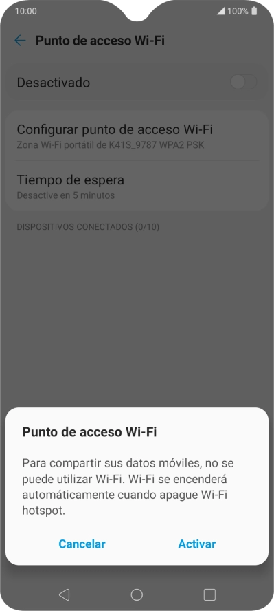 Si la función de wifi está activada, pulsa Activar. Si la función de wifi está activada, pulsa Activar.