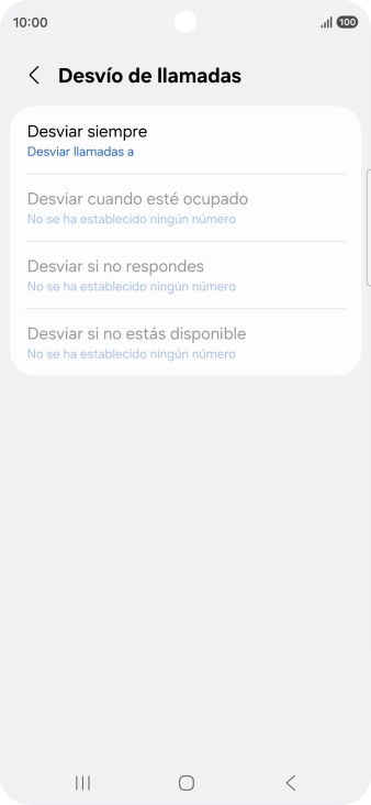 Pulsa el tipo de desvío deseado. Pulsa el tipo de desvío deseado.