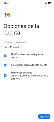 Si aparece en la pantalla esta imagen, tu cuenta de correo electrónico ha sido reconocida y configurada automáticamente. Sigue las indicaciones de la pantalla para introducir más información y terminar la configuración.