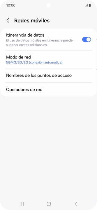 Pulsa Modo de red.