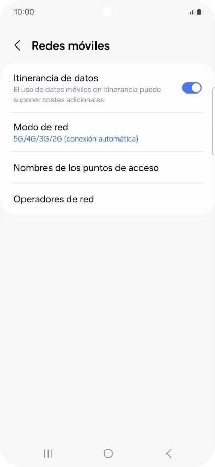 Pulsa Modo de red.