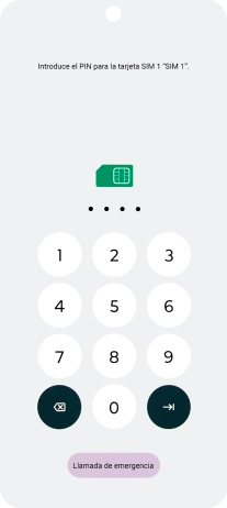 Si tu tarjeta SIM está bloqueada, introduce el código PIN y pulsa la flecha hacia la derecha. Si tu tarjeta SIM está bloqueada, introduce el código PIN y pulsa la flecha hacia la derecha.
