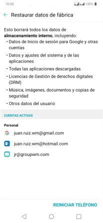 Pulsa REINICIAR TELÉFONO. Pulsa REINICIAR TELÉFONO.
