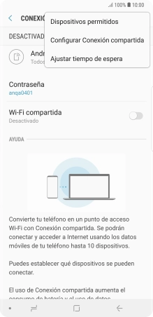 Pulsa Configurar Conexión compartida. Pulsa Configurar Conexión compartida.