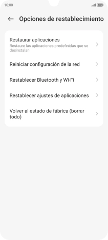 Pulsa Reiniciar configuración de la red.