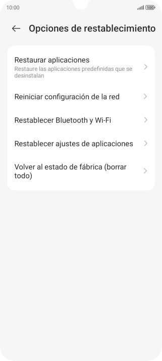 Pulsa Reiniciar configuración de la red.