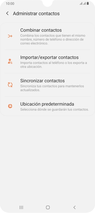 Pulsa Importar/exportar contactos. Pulsa Importar/exportar contactos.