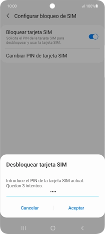 Introduce tu código PIN y pulsa Aceptar. Introduce tu código PIN y pulsa Aceptar.