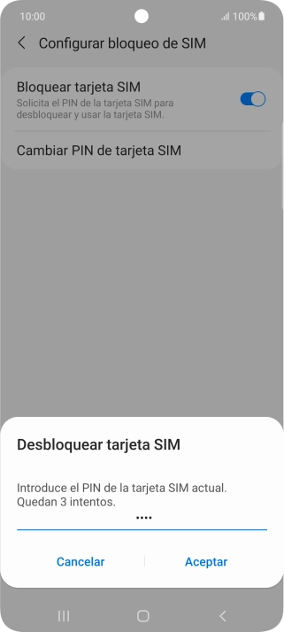 Introduce tu código PIN y pulsa Aceptar. Introduce tu código PIN y pulsa Aceptar.